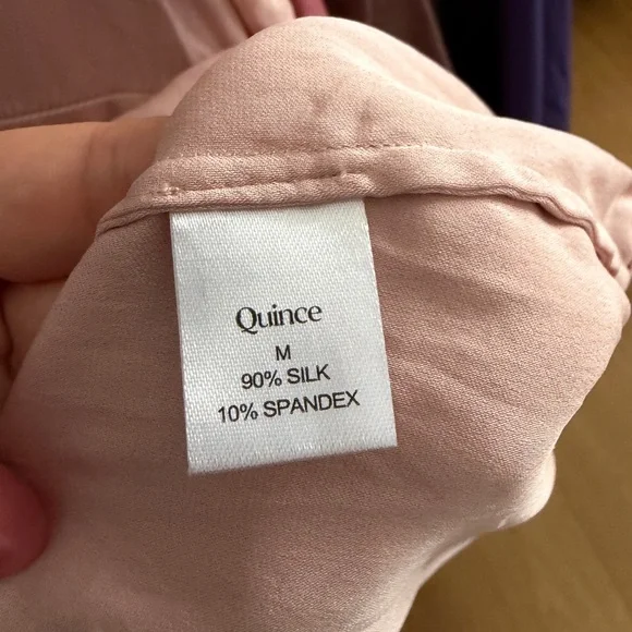 Quince Pink Washable Stretch Silk Short Sleeve Top Womens Medium - Picture 3 of 7